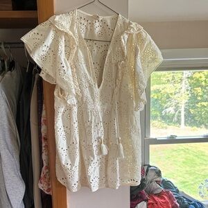 Chic Cream Eyelet Lace Blouse